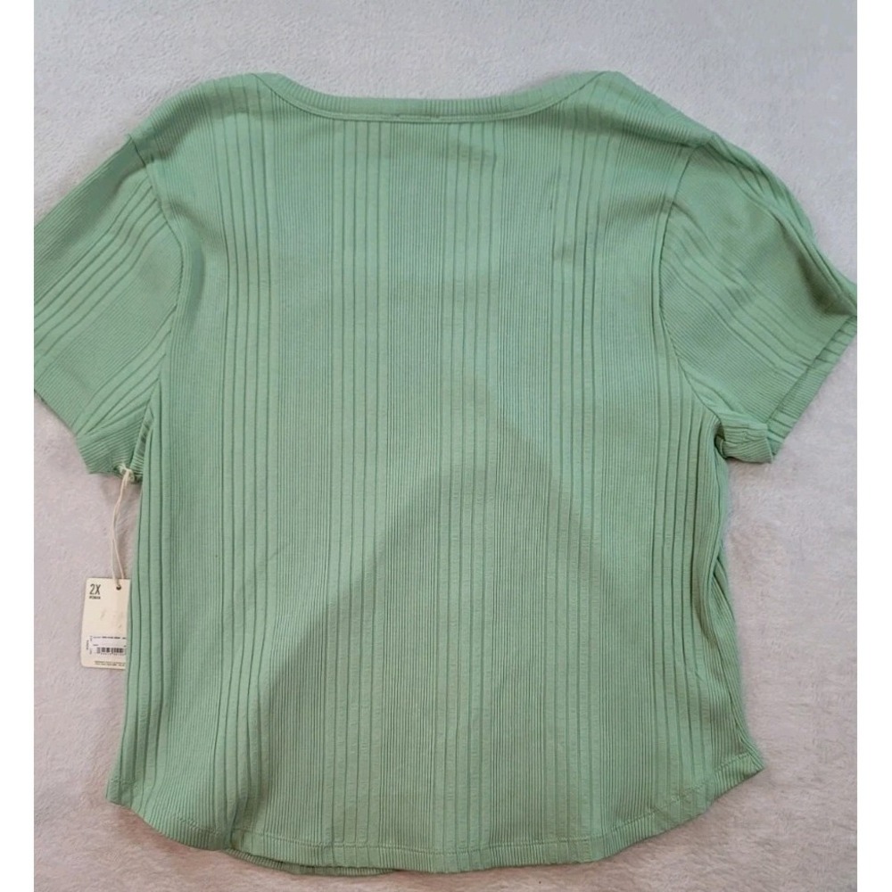 Ana New With Tag Soft Green Ribbed Tshirt Scoop Neck Granny Cottage Core XXL 2XL - Picture 7 of 7